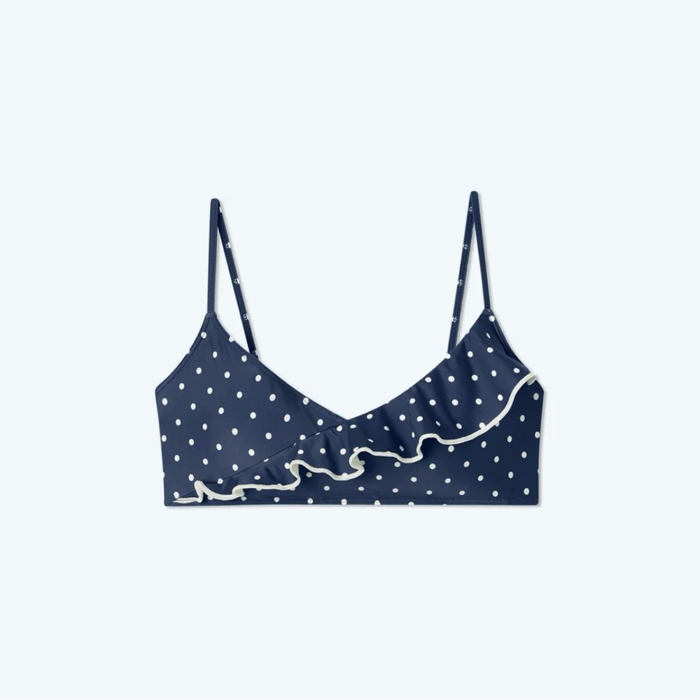 Summersalt Women’s The Ruffle Marina Blue Polka Dot Bikini Top Swimsuit Size 12